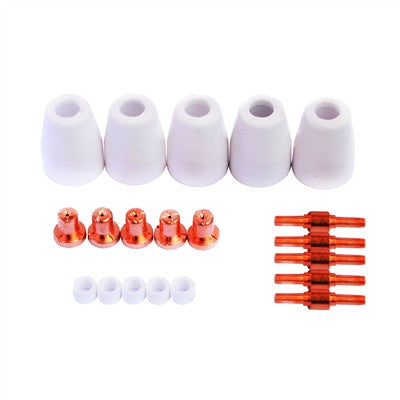 LOTOS LCON20 20PC CONSUMABLES NOZZLE ELECTRODE CUP AND RING FOR RED COLOR LT5000D, RED COLOR CT520D, RED AND BROWN LT3500, BROWN LT4000 - LOTOS Plasma Cutters & Welders