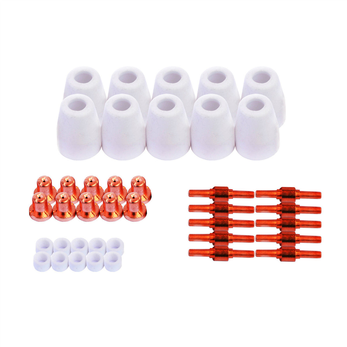 LOTOS LCON40 40PC CONSUMABLES NOZZLE ELECTRODE CUP AND RING FOR RED LT5000D, RED CT520D, RED AND BROWN LT3500 - LOTOS Plasma Cutters & Welders