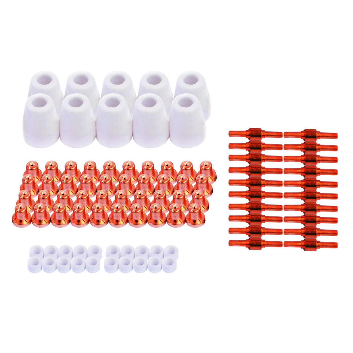 LOTOS LCON90 90PC CONSUMABLES NOZZLE ELECTRODE CUP AND RING FOR RED COLOR LT5000D, RED COLOR CT520D, RED AND BROWN LT3500, BROWN LT4000 - LOTOS Plasma Cutters & Welders