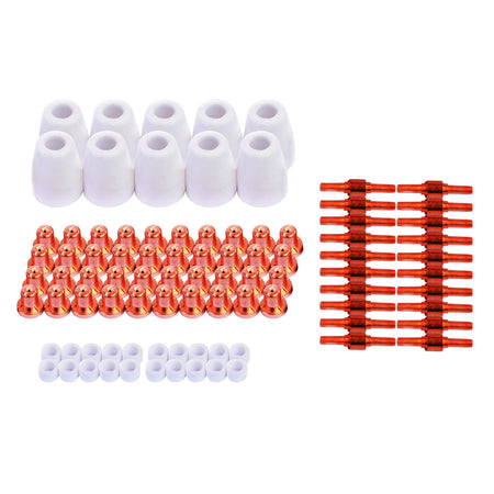 LOTOS LCON90 90PC CONSUMABLES NOZZLE ELECTRODE CUP AND RING FOR RED COLOR LT5000D, RED COLOR CT520D, RED AND BROWN LT3500, BROWN LT4000 - LOTOS Plasma Cutters & Welders