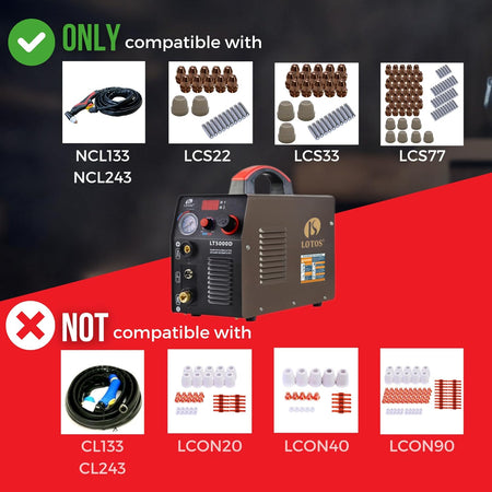 LOTOS LT5000D 50A Air Inverter Plasma Cutter Dual Voltage 110/220VAC 1/2" Clean Cut - LOTOS Plasma Cutters & Welders