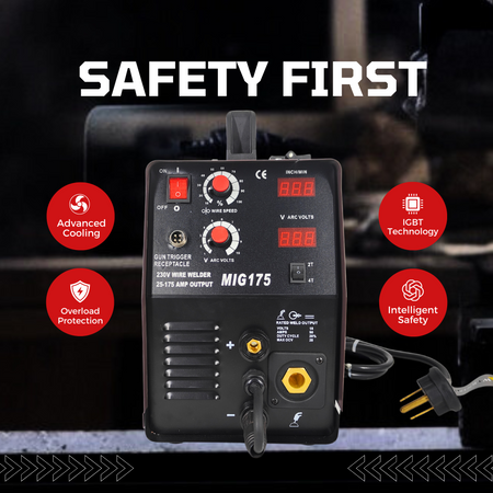 LOTOS MIG175 175A Mig Welder with Aluminum Spool Gun, Auto MIG Synergistic Setting & Voltage Fine Tuning, Gas MIG, Aluminum Spool MIG & Gasless Flux Core MIG Welding, MIG Wire Welder Brown, 240V - LOTOS Plasma Cutters & Welders