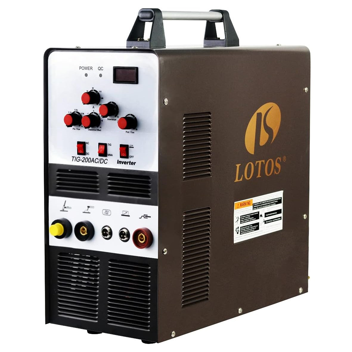 LOTOS TIG200ACDC 200A AC/DC Aluminum TIG Welder with DC Stick/Arc Welder, Square Wave Inverter with Foot Pedal and Argon Regulator 110/220V Dual Voltage Brown - LOTOS Plasma Cutters & Welders