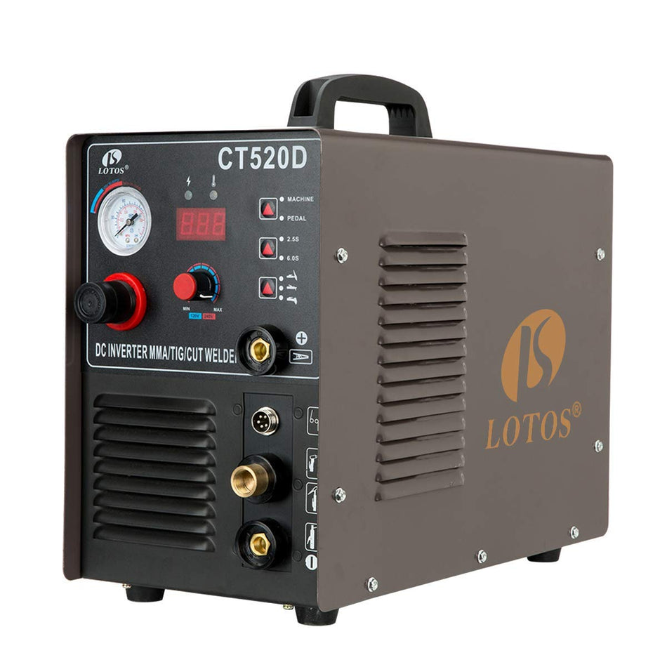 LOTOS CT520D Plasma Cutter, TIG Welder and Stick Welder 3 in 1 Combo Welding Machine,½ Inch Clean Cut, Brown - LOTOS Plasma Cutters & Welders