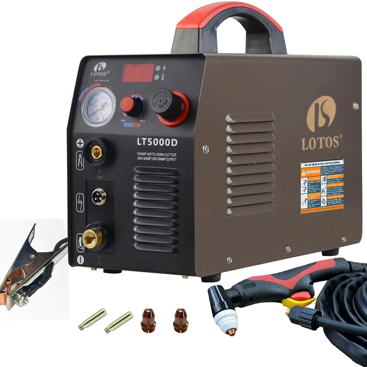 LOTOS LT5000D 50A Air Inverter Plasma Cutter Dual Voltage 110/220VAC 1/2" Clean Cut - LOTOS Plasma Cutters & Welders