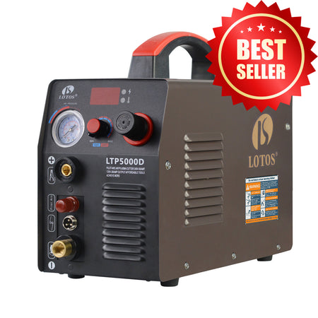 LOTOS LTP5000D Plasma Cutter, 50 Amp Non-Touch Pilot Arc Plasma Cutter Machine, 5/8 inch Clean Cut 3/4 inch Severance Cut, Dual Voltage 110/120V or 220/240V, Brown - LOTOS Plasma Cutters & Welders