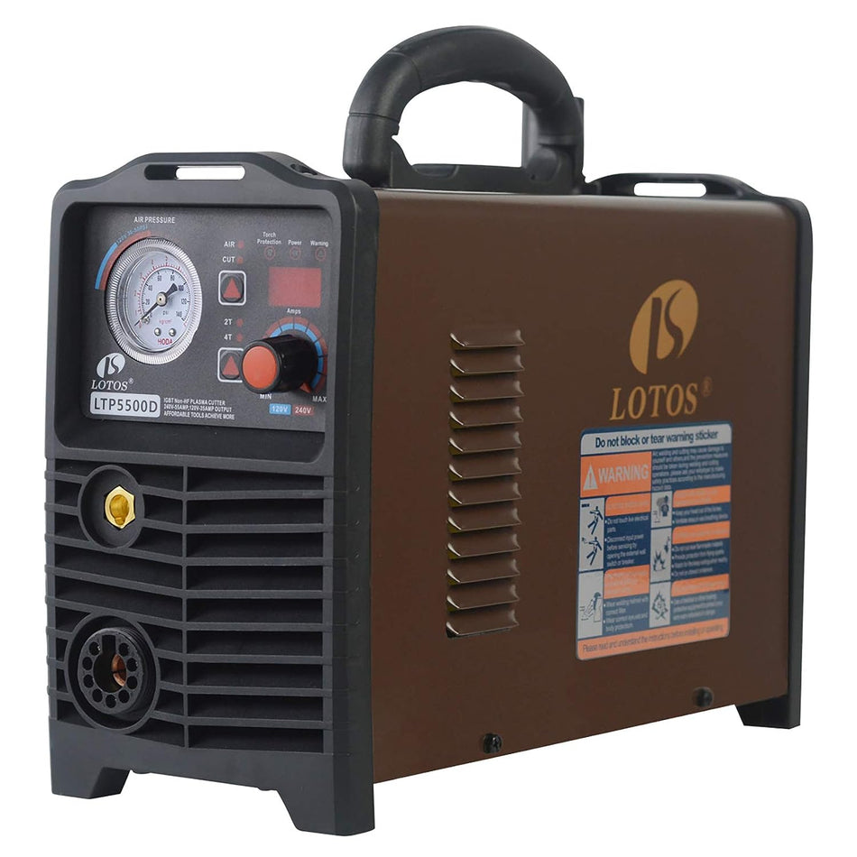 LOTOS LTP5500DCNC Supreme Non-Touch Pilot Arc CNC Enabled Digital Plasma Cutter THC Torch Height Control Enabled, Dual Voltage 110V/220V, 3/5 inch Clean Cut, Brown - LOTOS Plasma Cutters & Welders