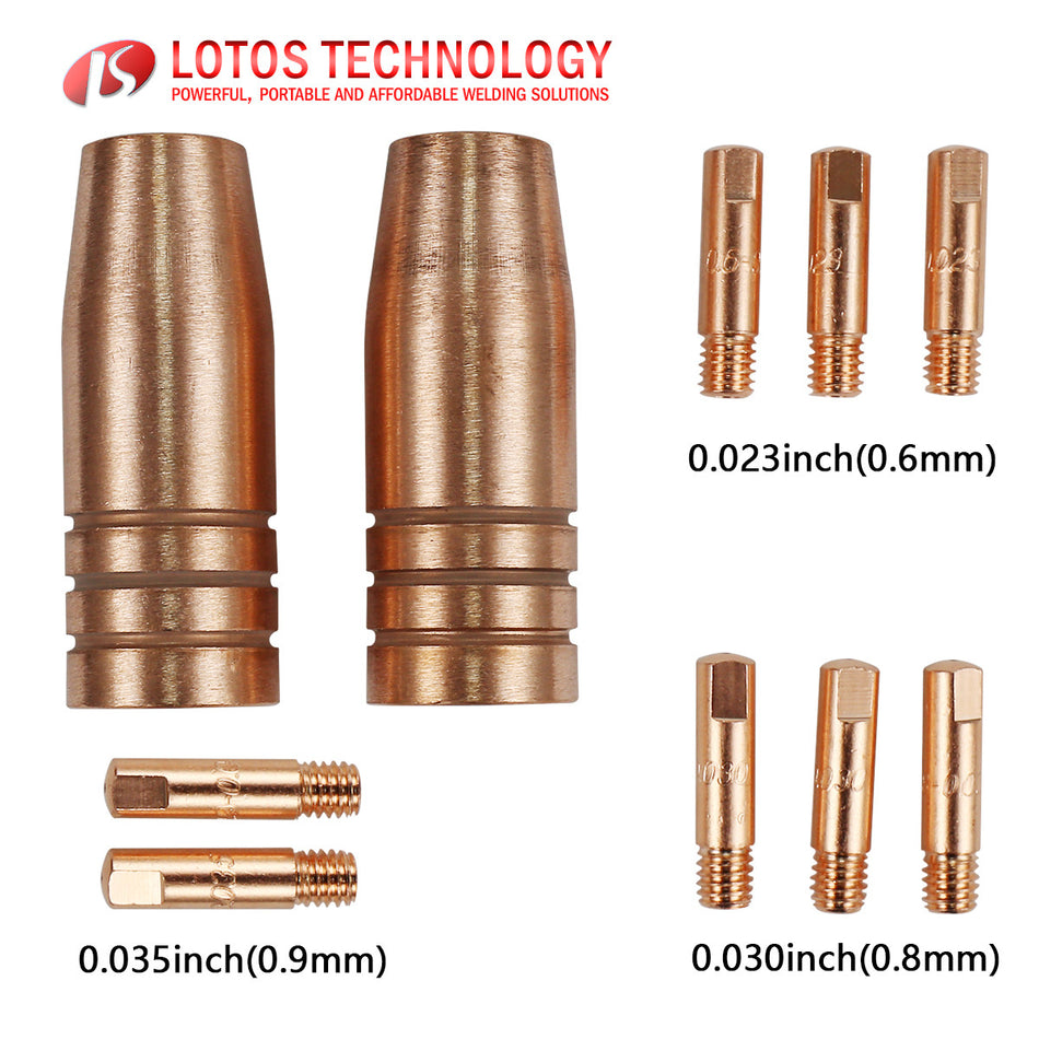 LOTOS MCS10 MIG Torch Consumables 10pc Nozzles and Tips  for MIG175 and MIG140